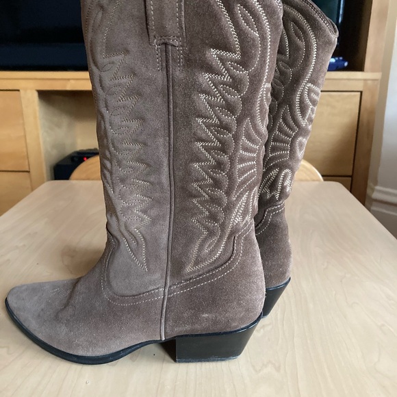VAGABOND Taupe Suede Heeled Boots - Picture 3 of 6